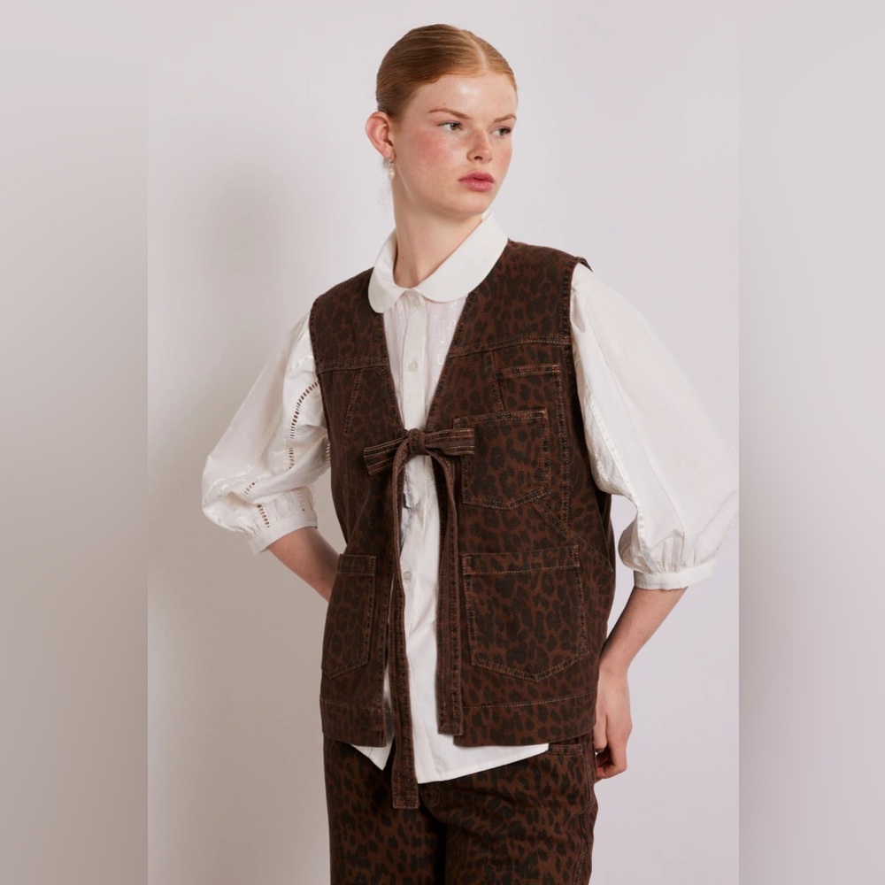 Damson Madder Brown Leopard Print Women's Vest / Gilet